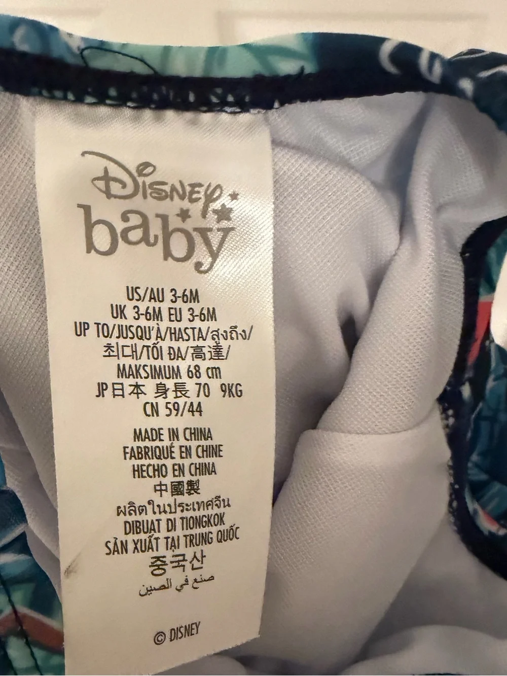 Disney Baby Girls Tropical Donald Duck Ruffle Swimsuit 3 - 6 Months one piece